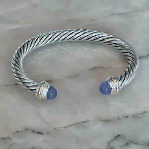 David Yurman Blue Chalcedony Cable Cuff Bracelet